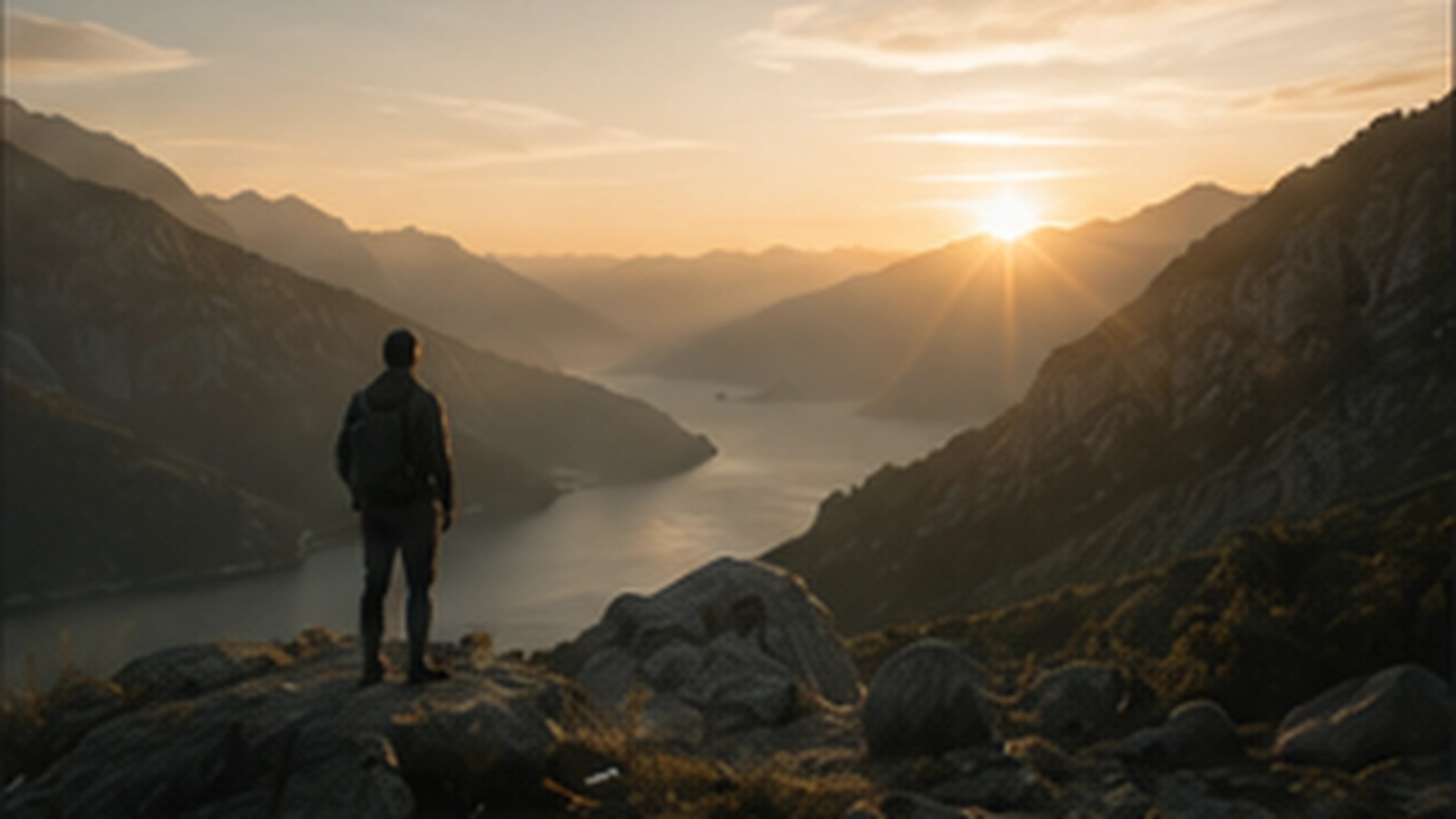 A person looking toward a wide horizon at first light