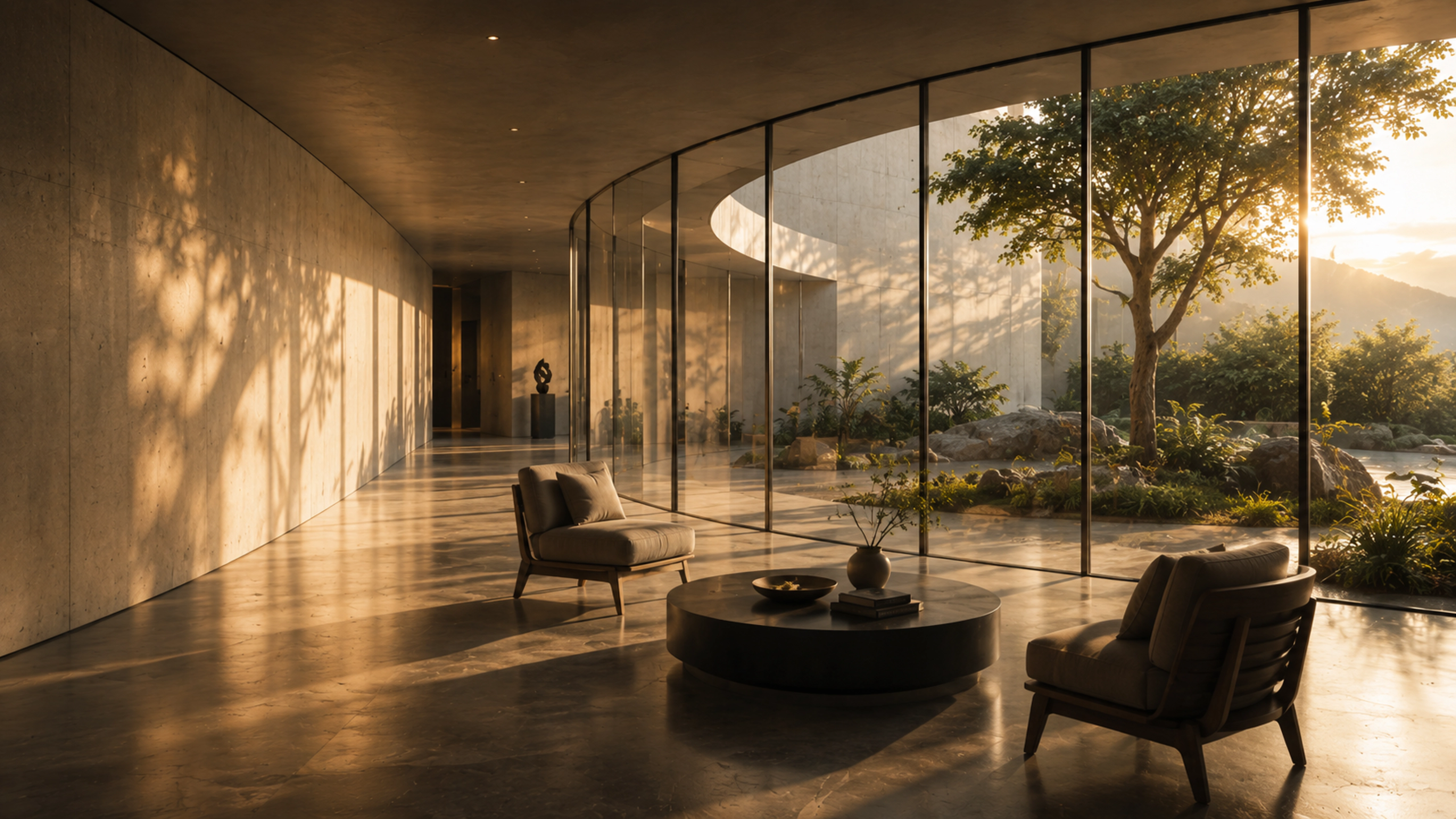 Quiet contemporary architecture with warm natural light and room to think