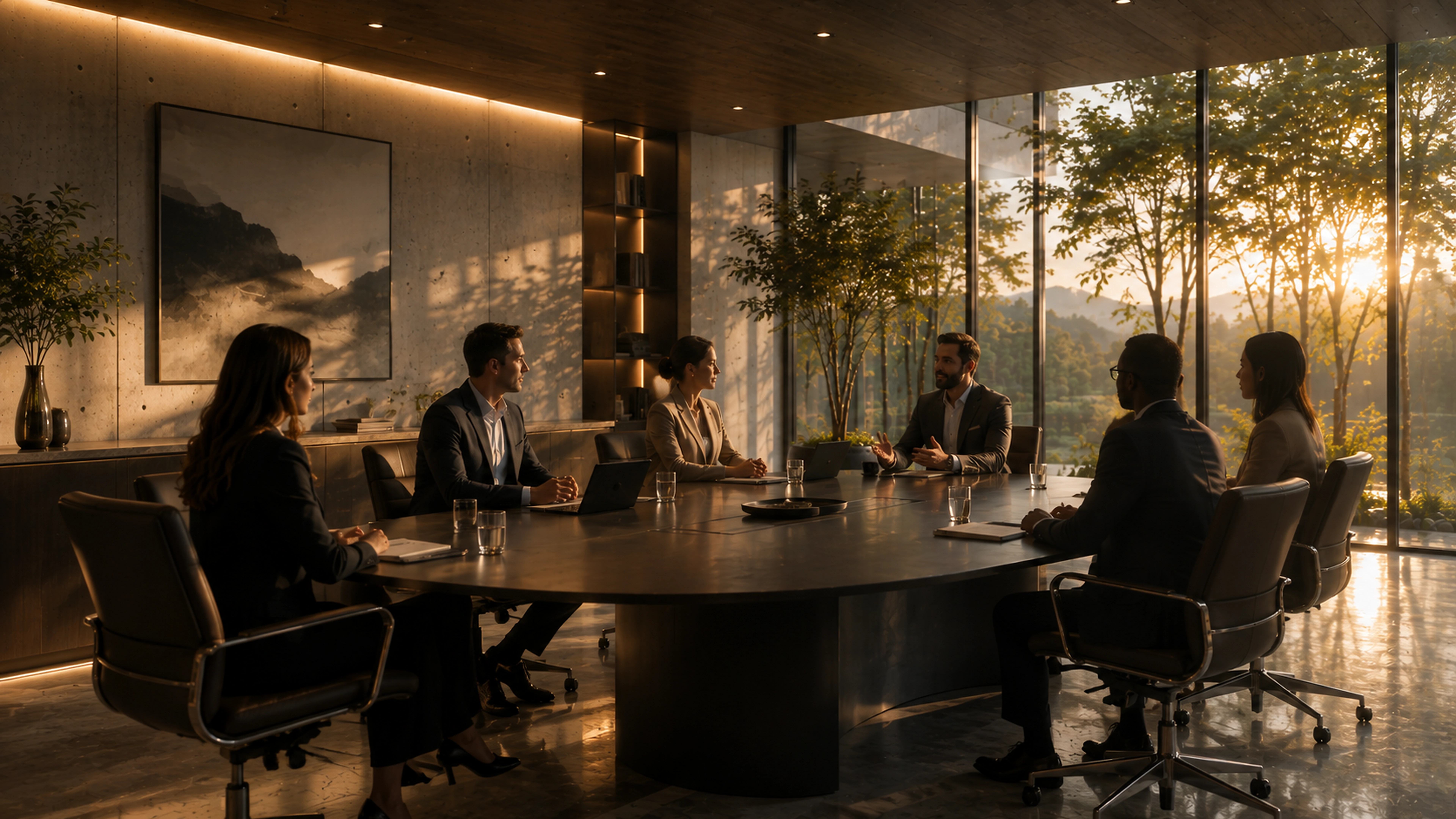 Premium consultation space at golden hour